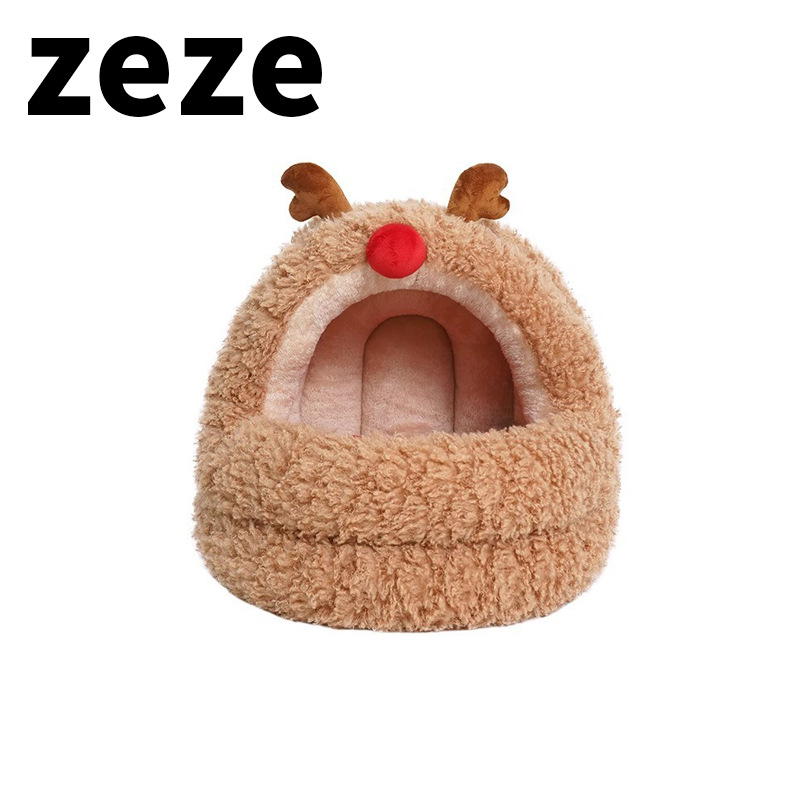 zeze麋鹿蒙古包猫窝冬季保暖猫咪大空间半封闭式可拆洗宠物窝垫子